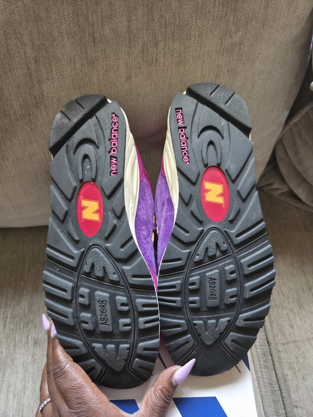 New Balance Purple & Yellow Suede Mesh Sneakers
